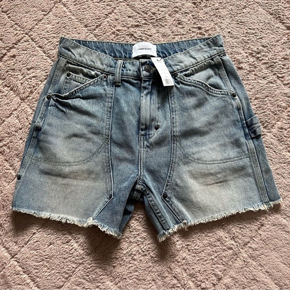 NWT Current Elliot Cut Off Denim Shorts Preppy Minimalist Biker Jorts Sz 24